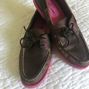Sperry Top Sider Boat Shoes with Pink Sole 12M